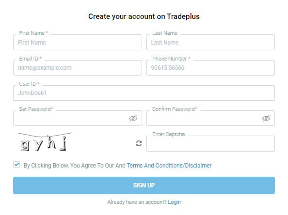 Create Your Account On Tradeplus